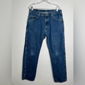 Wrangler Mens Jeans 35x32 Blue Denim Straight Leg Western Cowboy